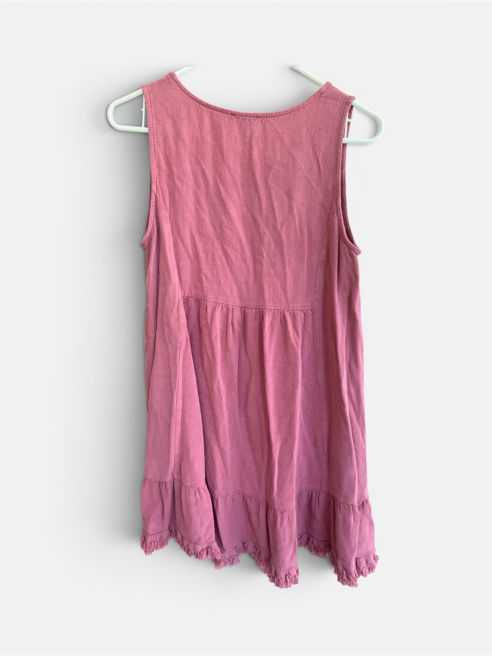 Umgee Mauve Linen Cotton Sleeveless Ruffle Hem Tunic Dress Small Blush Pink Boho - Picture 3 of 5